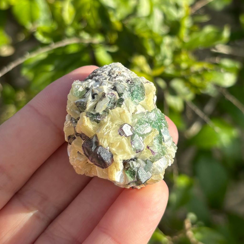 Fluorite (Green & Purple) with Schorl & Muscovite Specimen