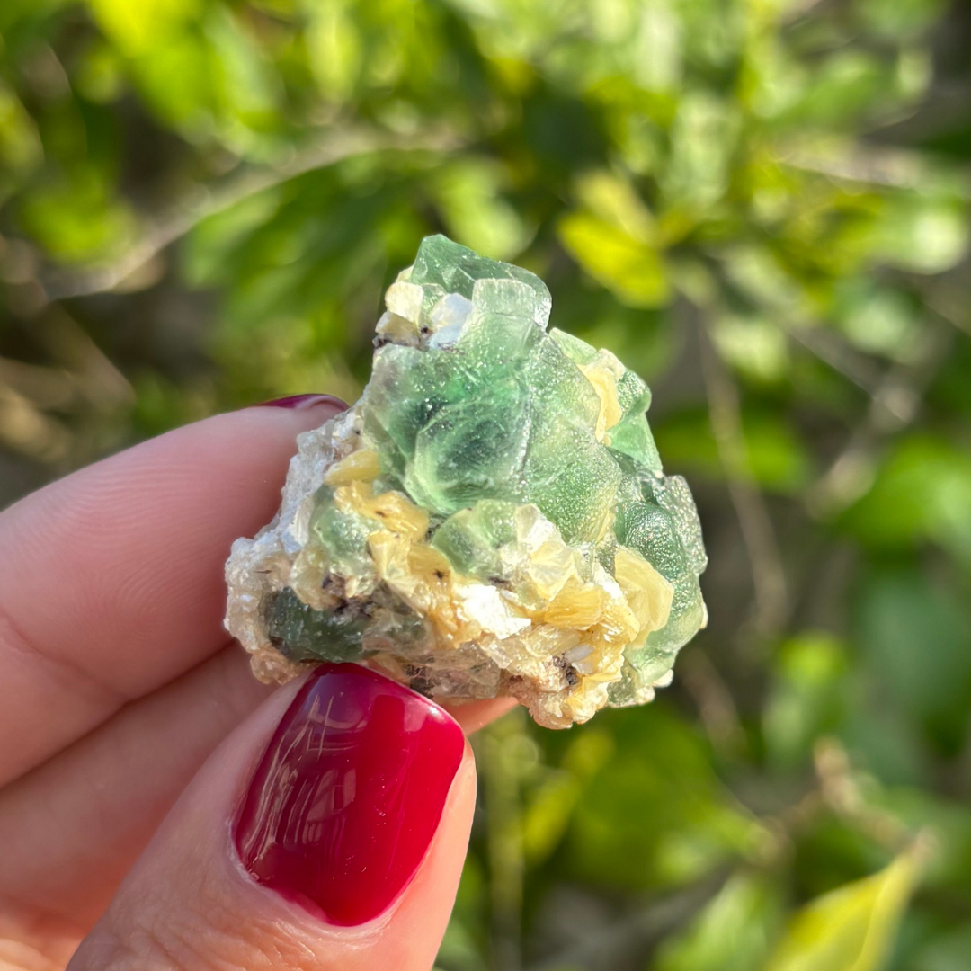 Fluorite (Green) with Schorl & Muscovite Specimen