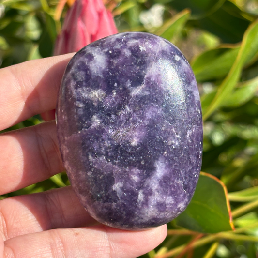 Lepidolite Palm Stone - Large