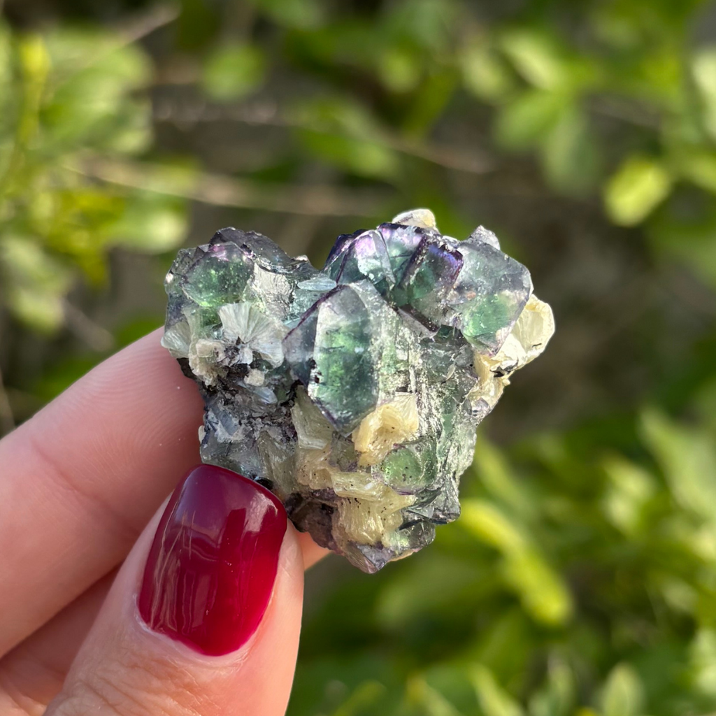 Fluorite (Green & Purple) with Schorl & Muscovite Specimen