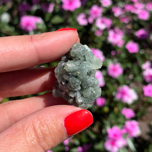 Green Prehnite and Epidote Cluster