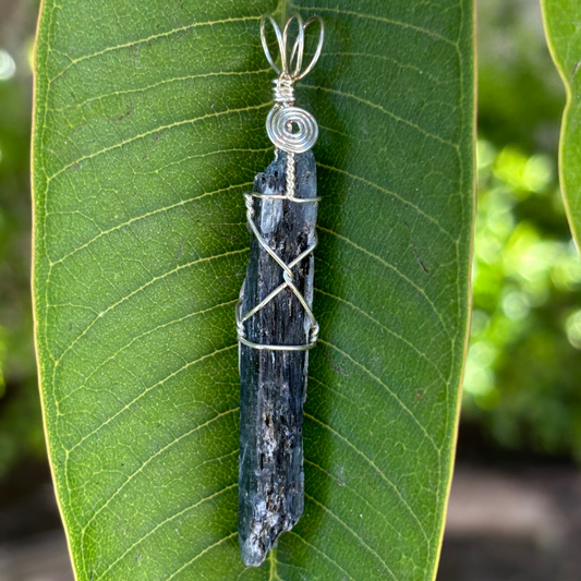 Blue Kyanite Wrapped Pendant