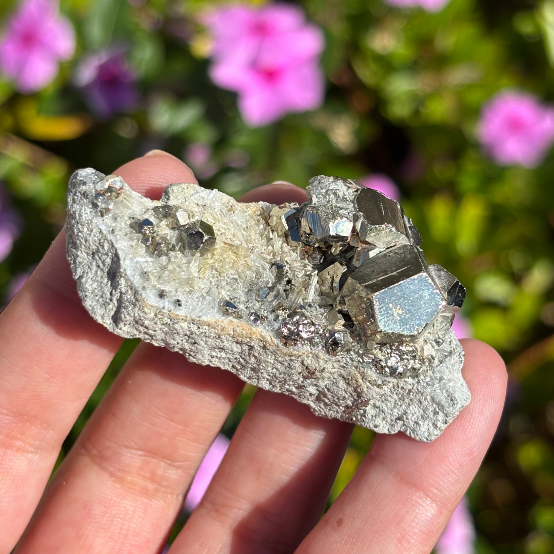 Clear Quartz with Pyrite Cluster