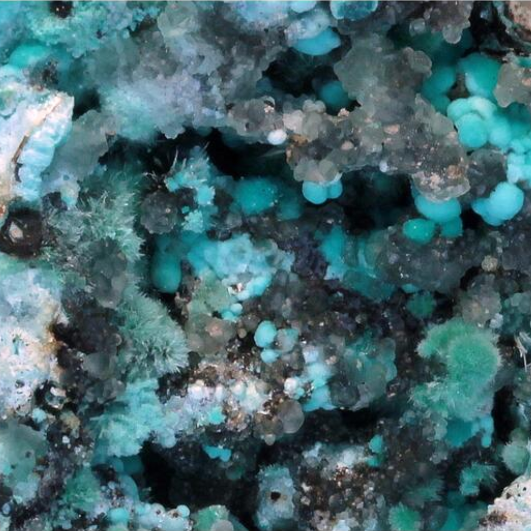 Gibbsite, Malachite, Calcite & Rosasite Specimen