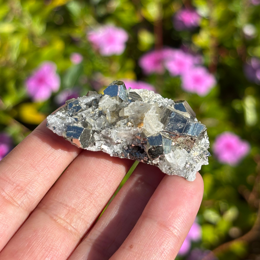 Clear Quartz with Pyrite Cluster