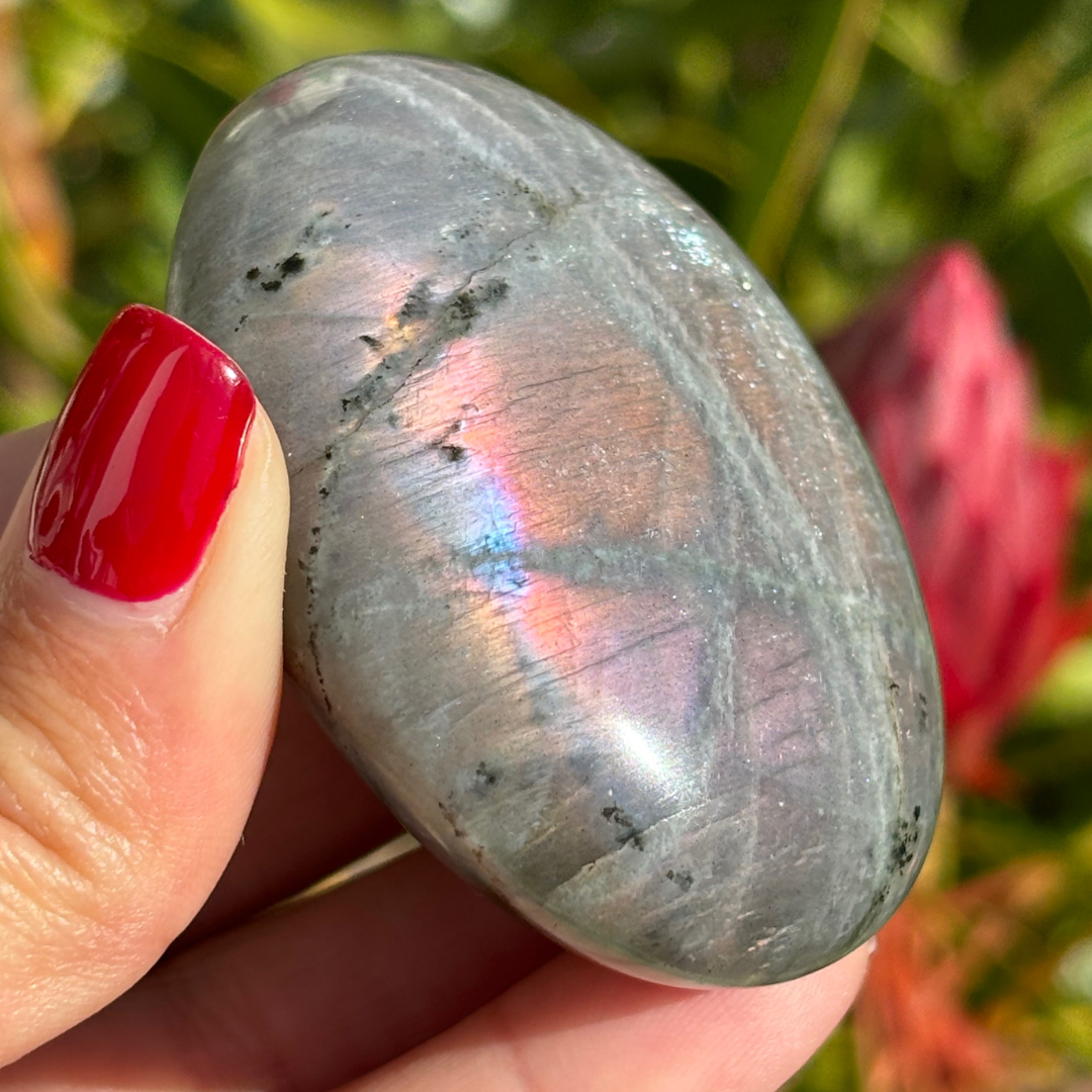 Labradorite Pink Purple Palm Stone