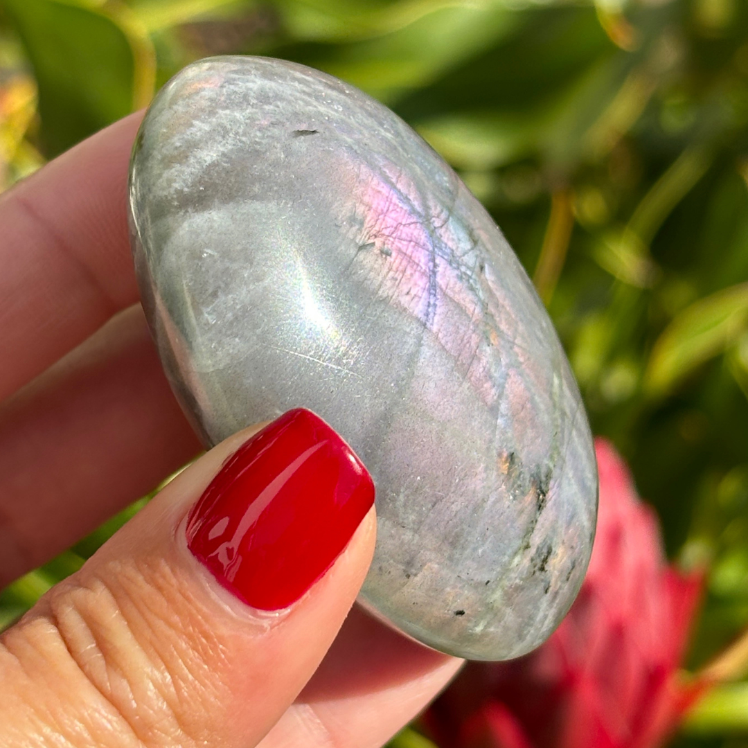 Labradorite Pink Purple Palm Stone