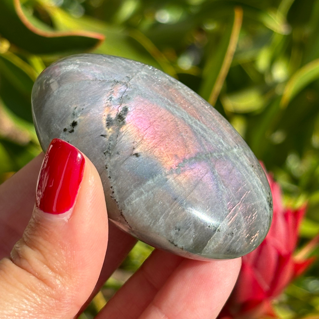 Labradorite Pink Purple Palm Stone