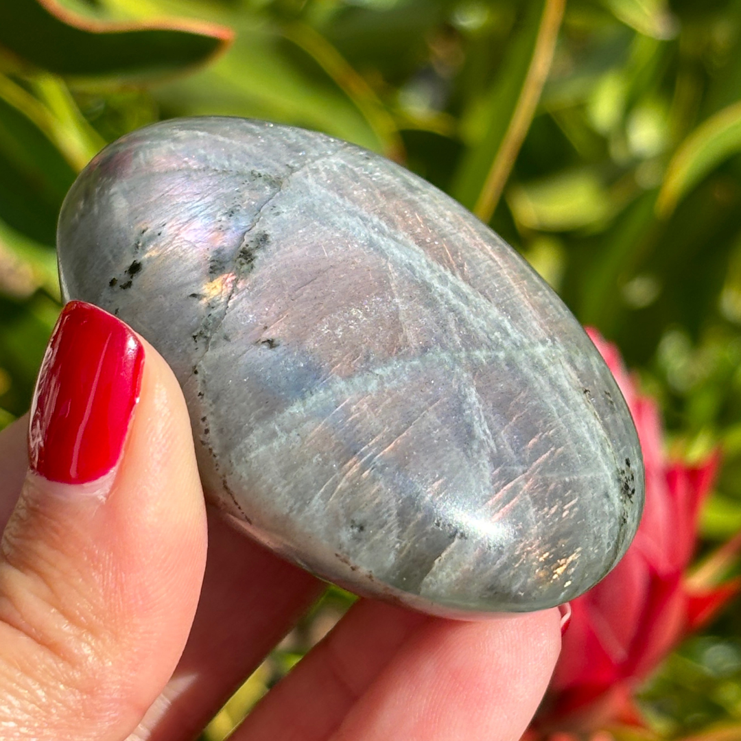 Labradorite Pink Purple Palm Stone