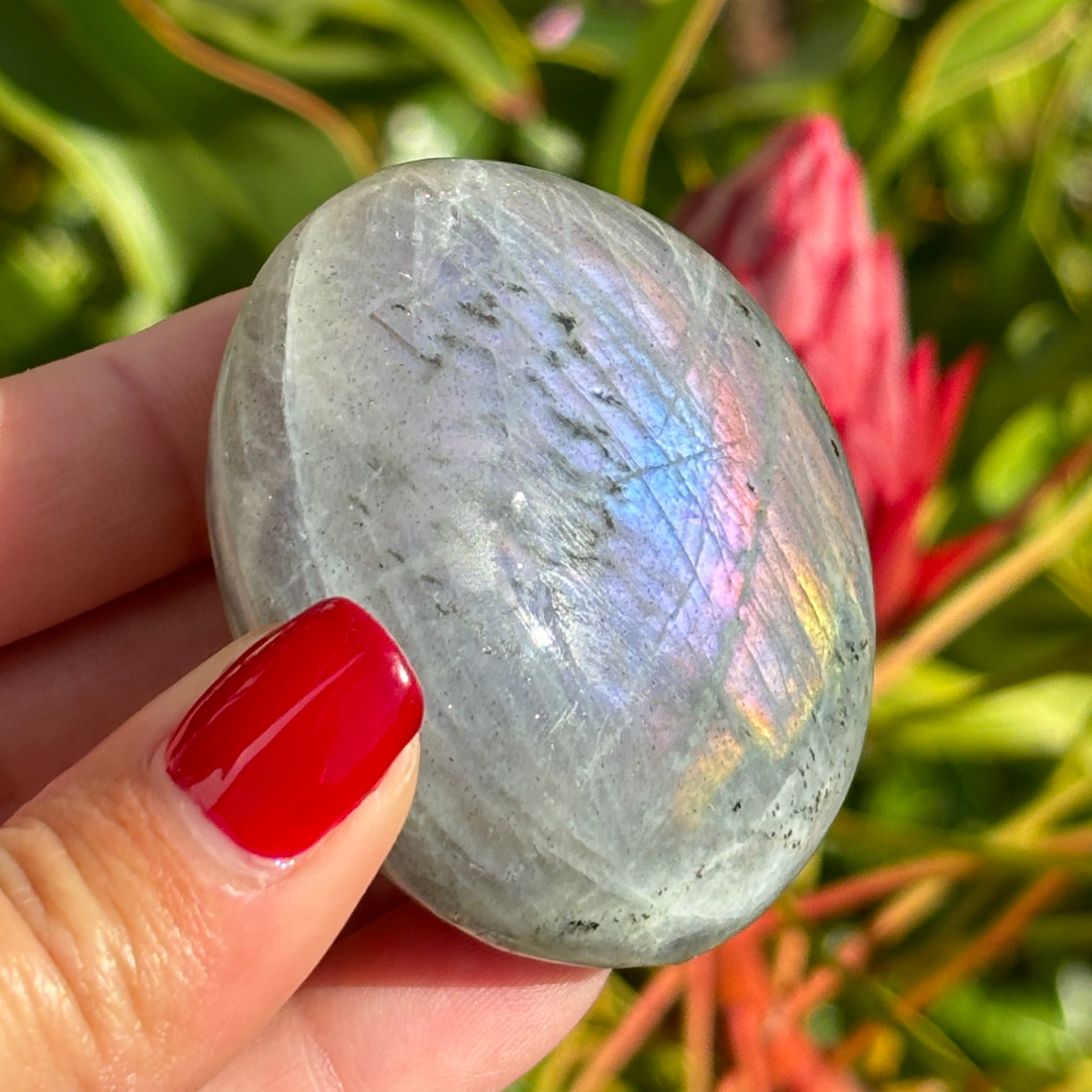 Labradorite Purple Pink Palm Stone