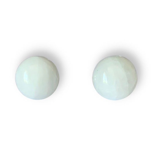 Snow Quartz Round Stud Earrings