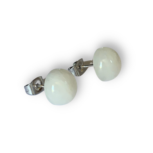 Snow Quartz Round Stud Earrings