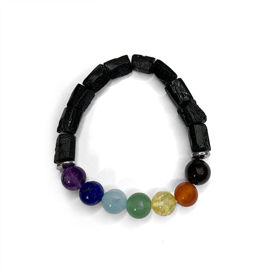 Natural Black Tourmaline Chakra Bracelet 10mm