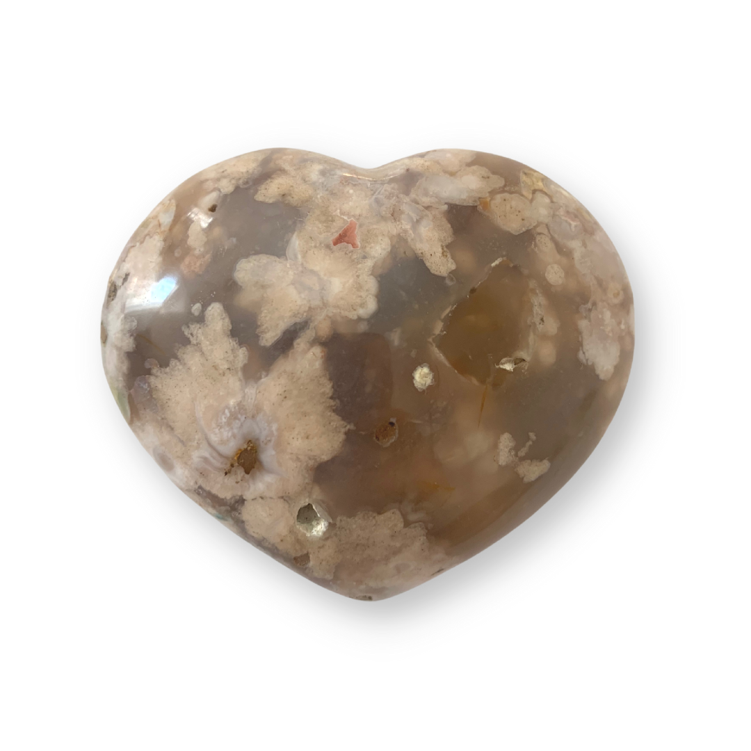 Flower Agate Polished Heart 310g
