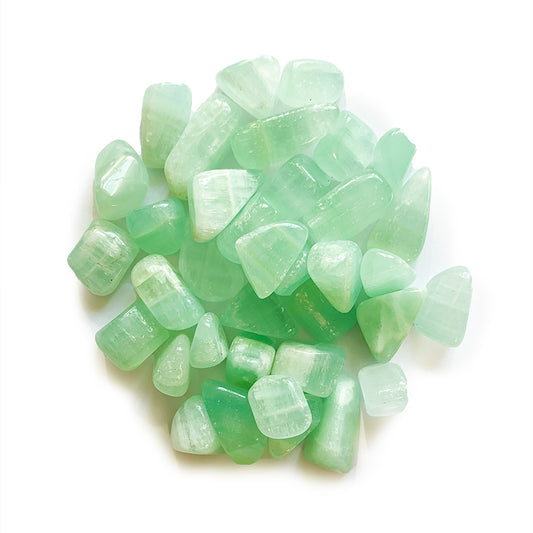 Green Calcite Tumbled Stones A Grade