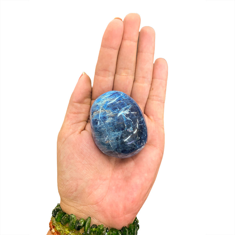 Blue Apatite Large Tumbled - Palm Stone