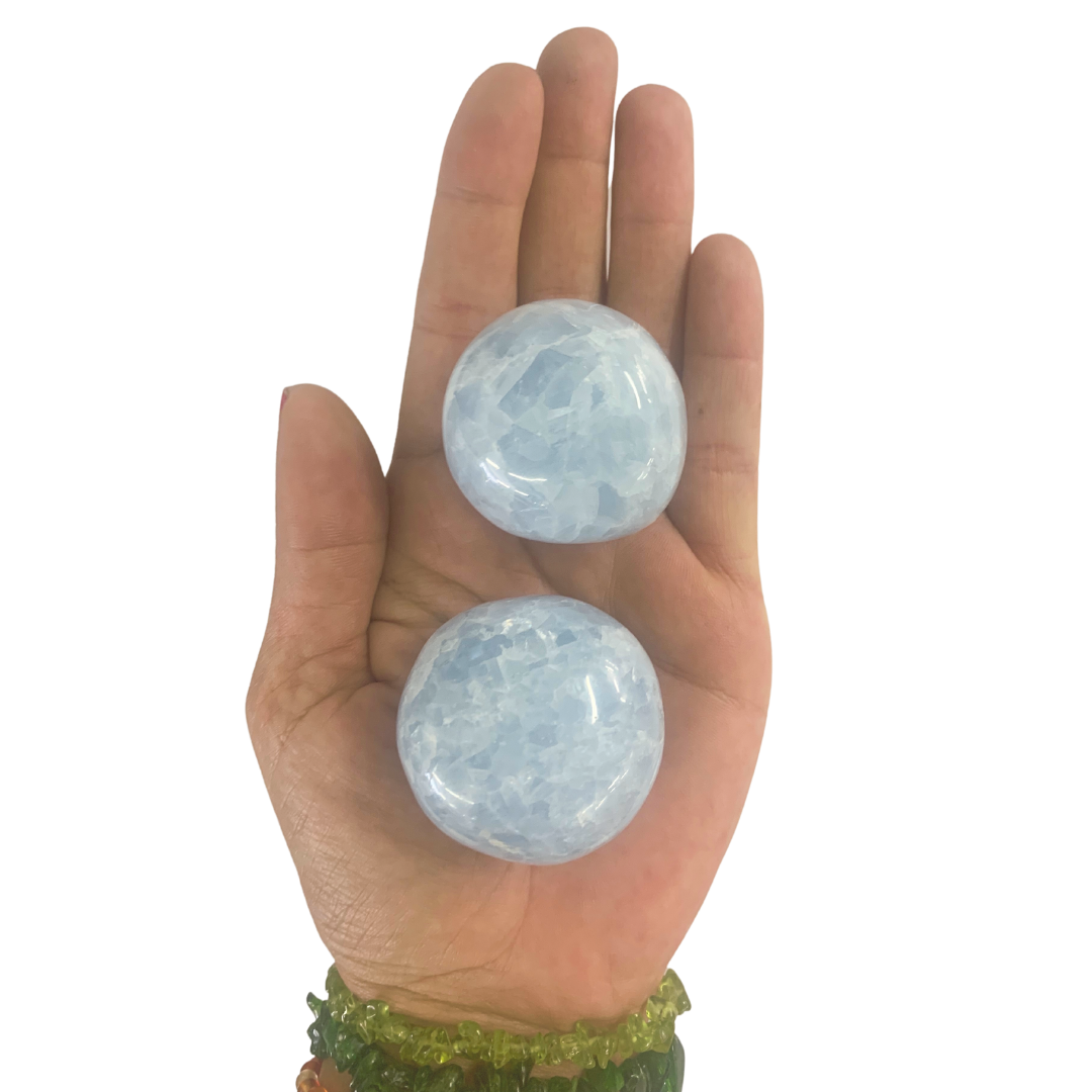 Blue Calcite Large Tumbled - Pebbles / Palm Stones