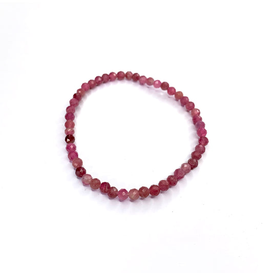 Pink Tourmaline Faceted Bead Bracelet 4mm