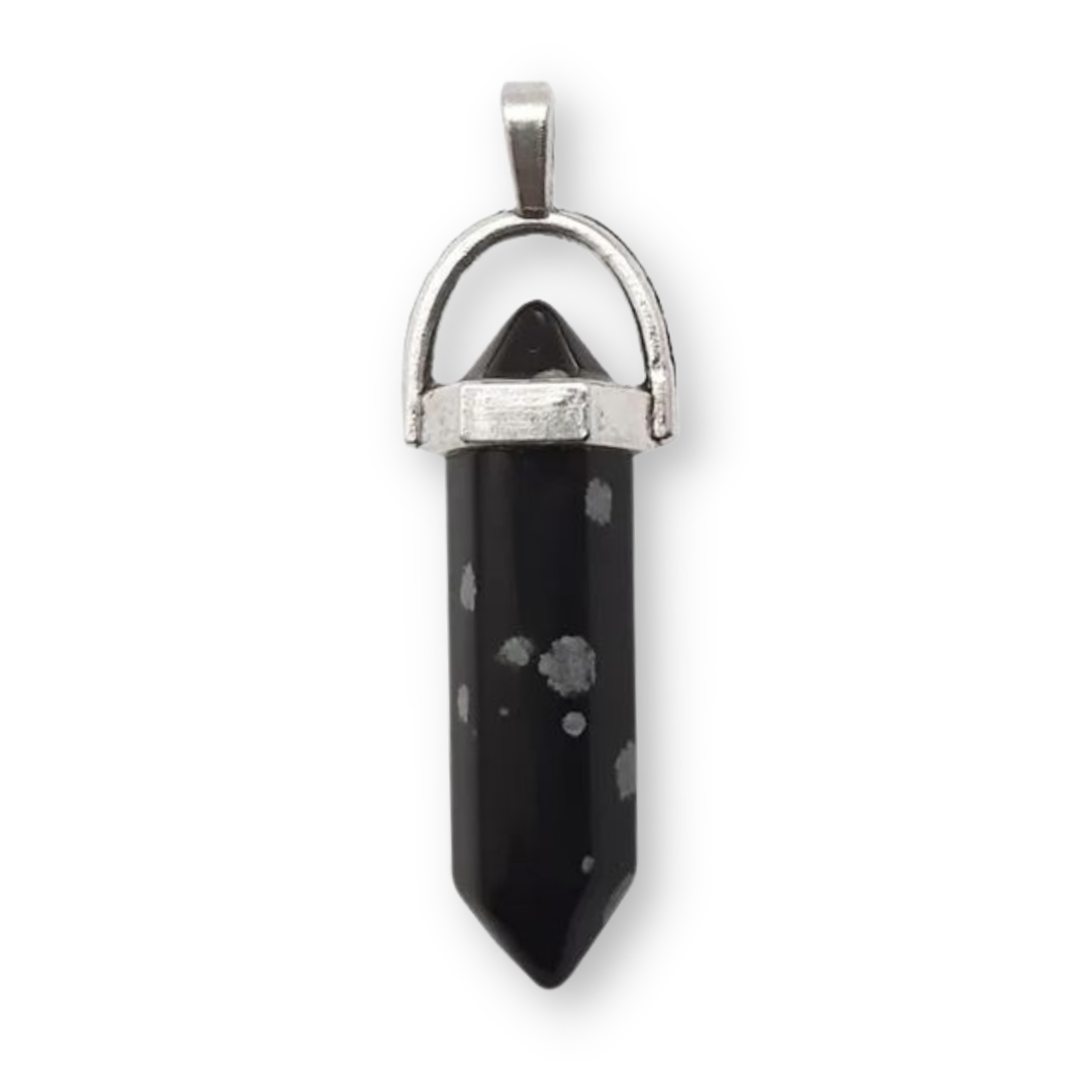 Snowflake Obsidian Double Point Pendant