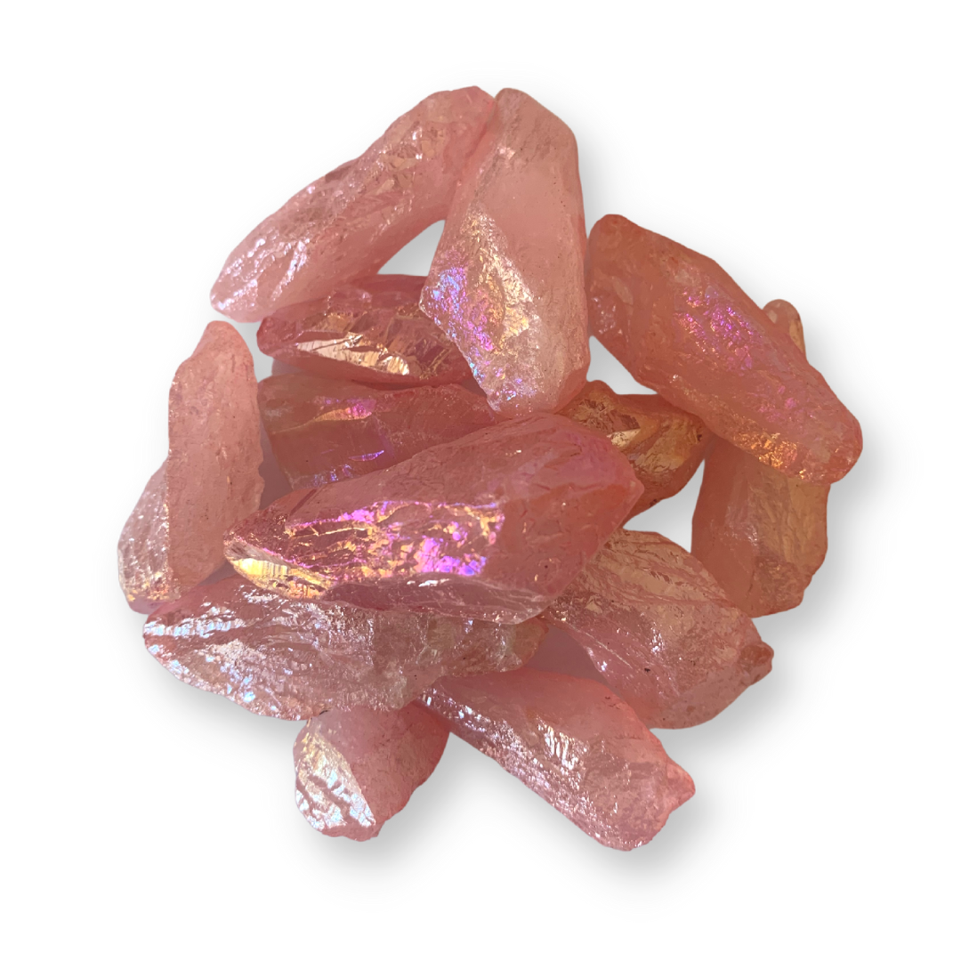 Aura Quartz Rough Points - Soft Pink