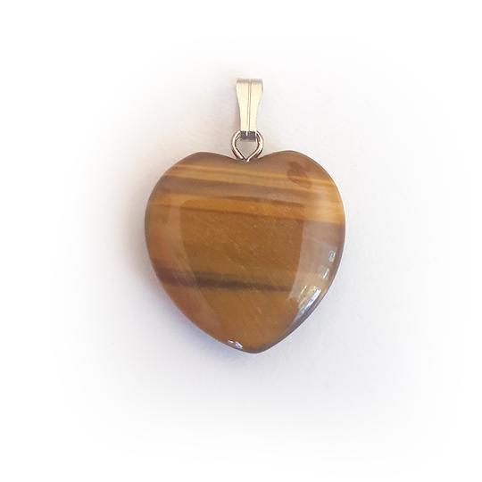 Tigers Eye Heart Pendant 15mm