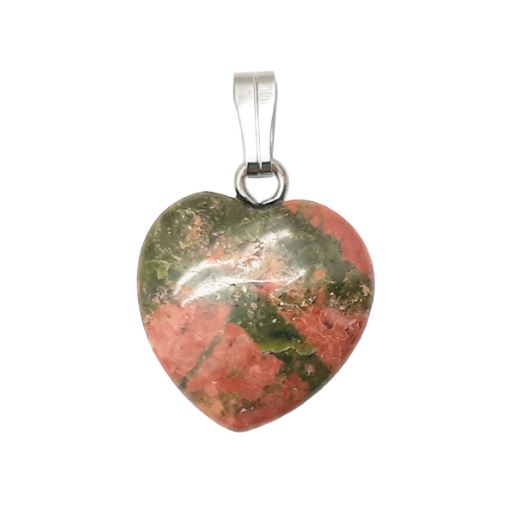 Unakite Heart Pendant 15mm