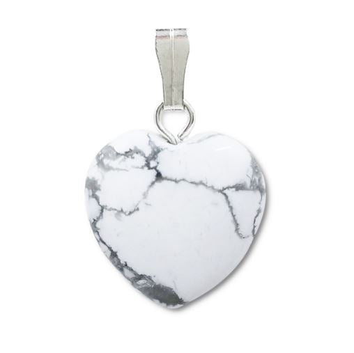 White Howlite Heart Pendant 15mm