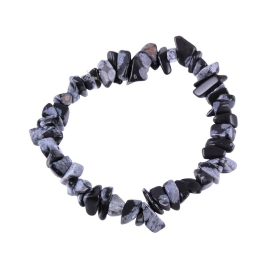 Snowflake Obsidian Chip Bracelet